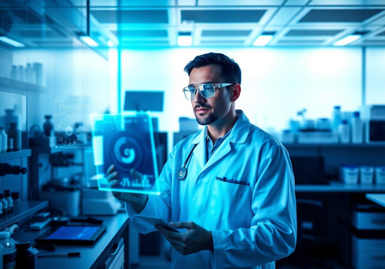 Researcher analyzing real-world data